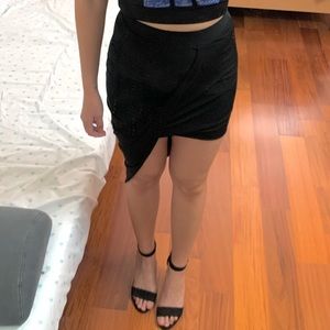 Charlotte Russe black asymmetric drapey skirt